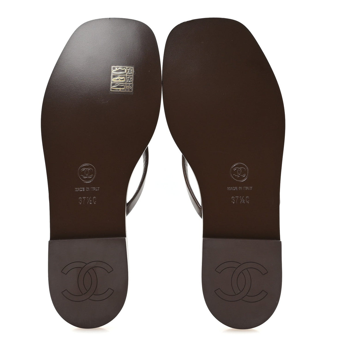 Goatskin CC Times Square Thong Sandals 37.5 Brown