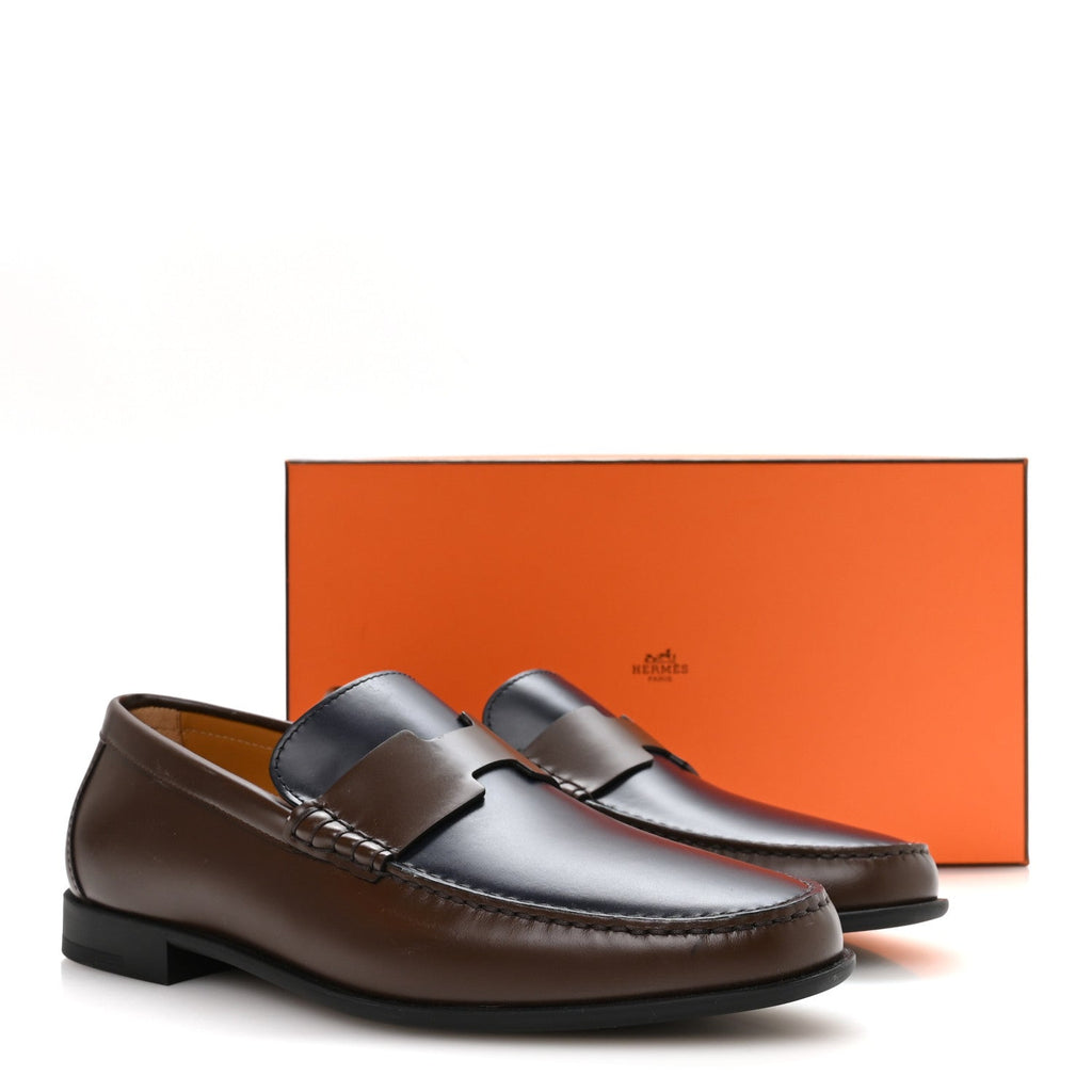 Calfskin Mens Duke Loafer 42 Marron Ebene Marine