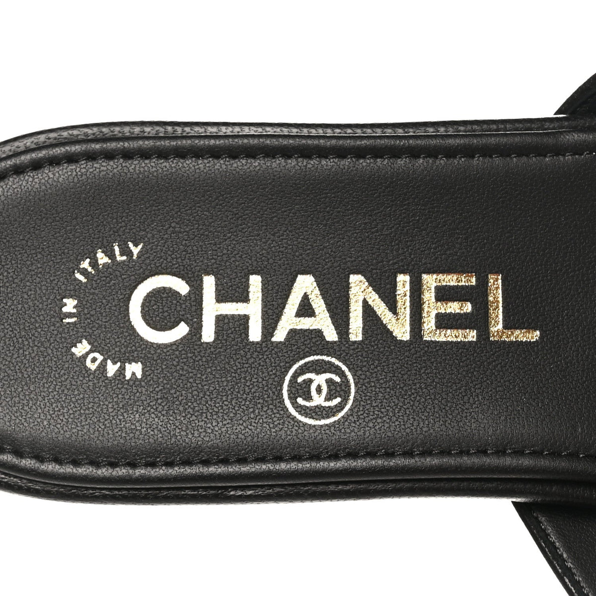 Lambskin CC Thong Sandals 37 Black