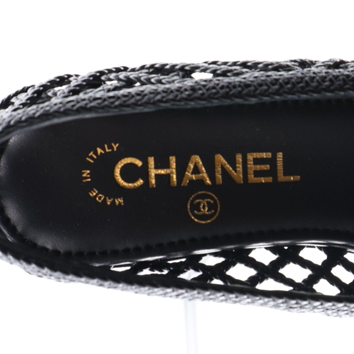 Braided Lambskin CC Mocassin Loafers 38 Black