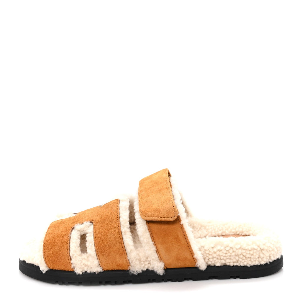 Suede Goatskin Woolskin Womens Chypre Sandals 37 Naturel Ecru