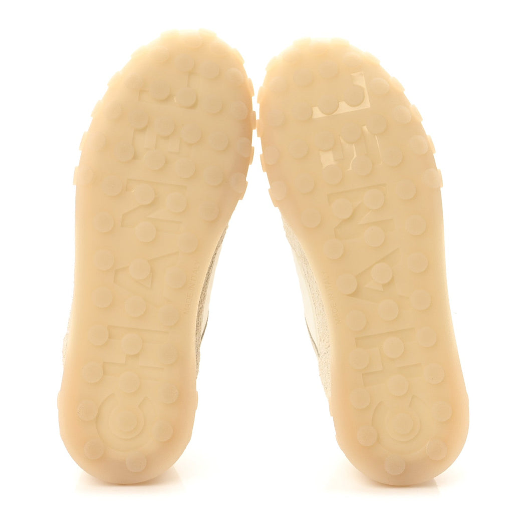 Mixed Fibers Suede Calfskin Womens CC Sneakers 37.5 Ivory