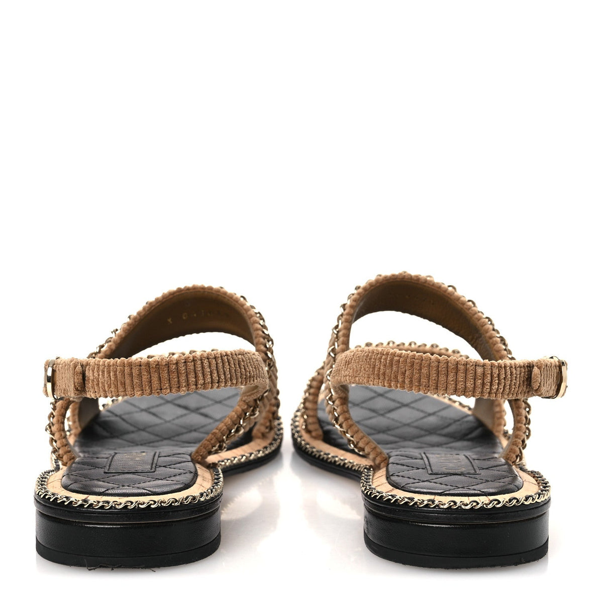 Corduroy Chain CC Sandal 40.5 Dark Beige