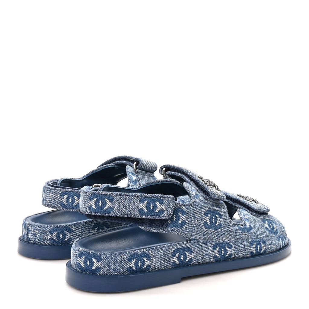 Denim CC Velcro Dad Chain CC Slide Sandals 38 Blue