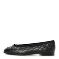 Calfskin Quilted CC Cap Toe Ballerina Flats 40 Black