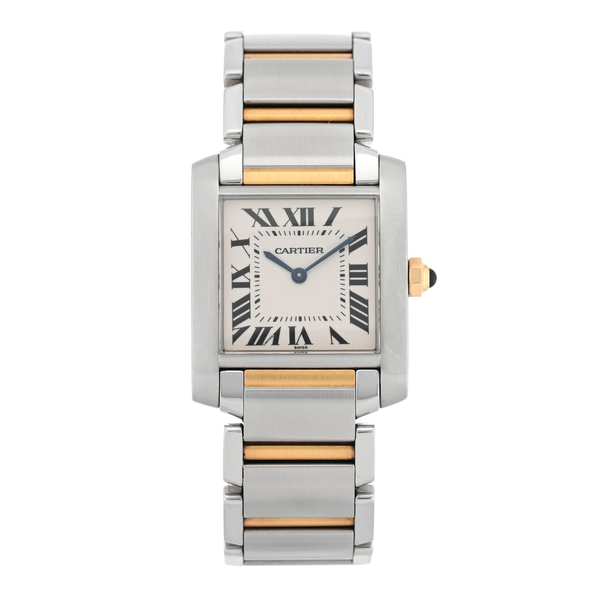 Stainless Steel 18K Yellow Gold 25mm Tank Francaise Quartz Watch