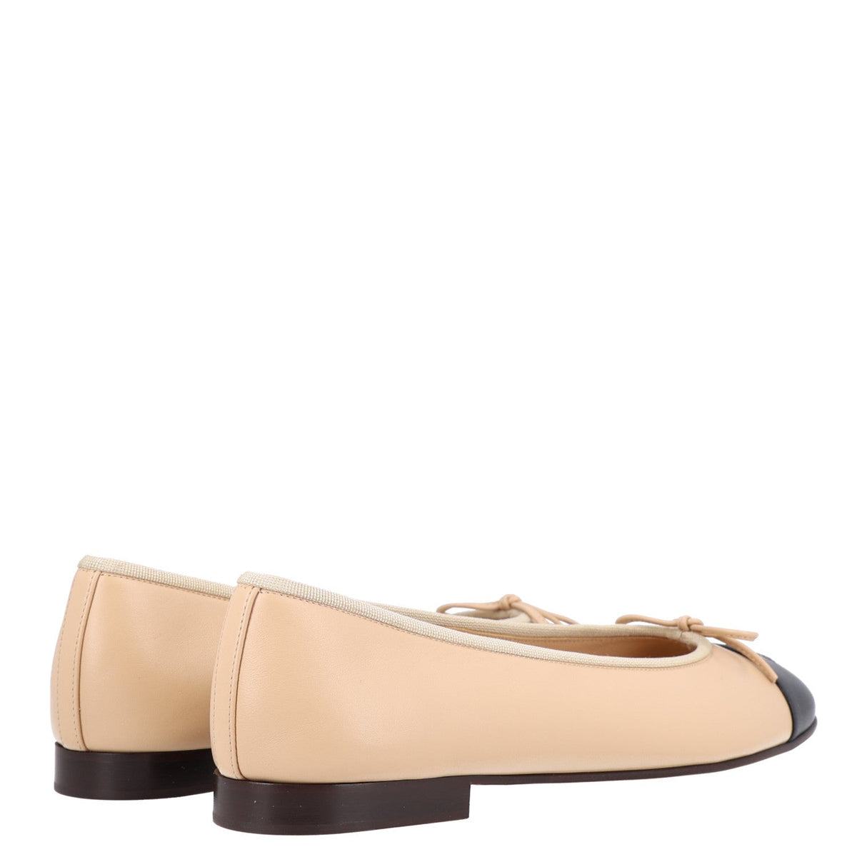 Lambskin Cap Toe CC Ballerina Flats 40.5 Beige Black