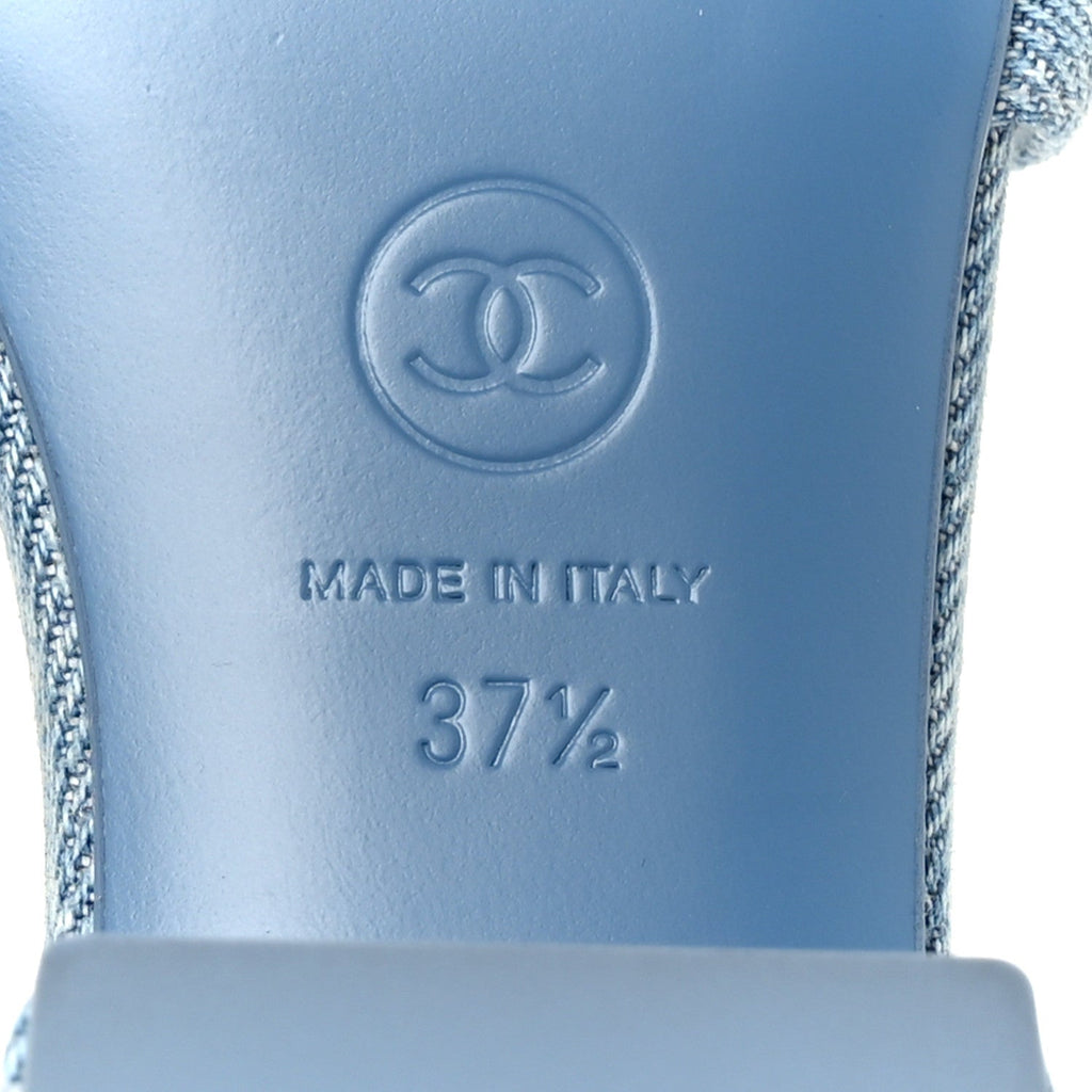 Denim Quilted Mules 38 Blue 37.5 Blue