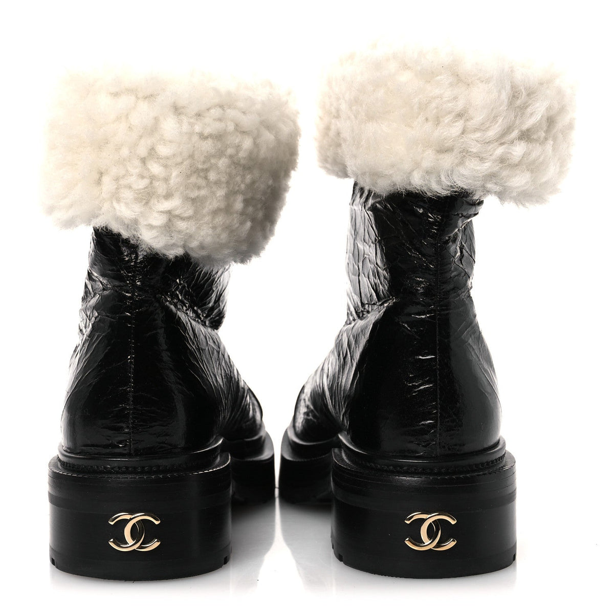 Lambskin Shearling Short Boots 36 Black