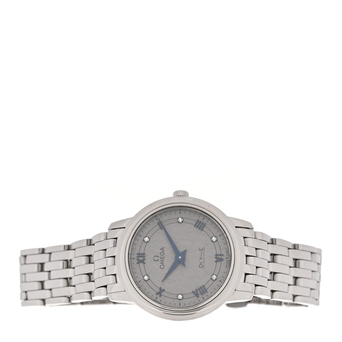 Stainless Steel Diamond 27mm De Ville Prestige Quartz Watch Grey 424.10.27.60.56.002