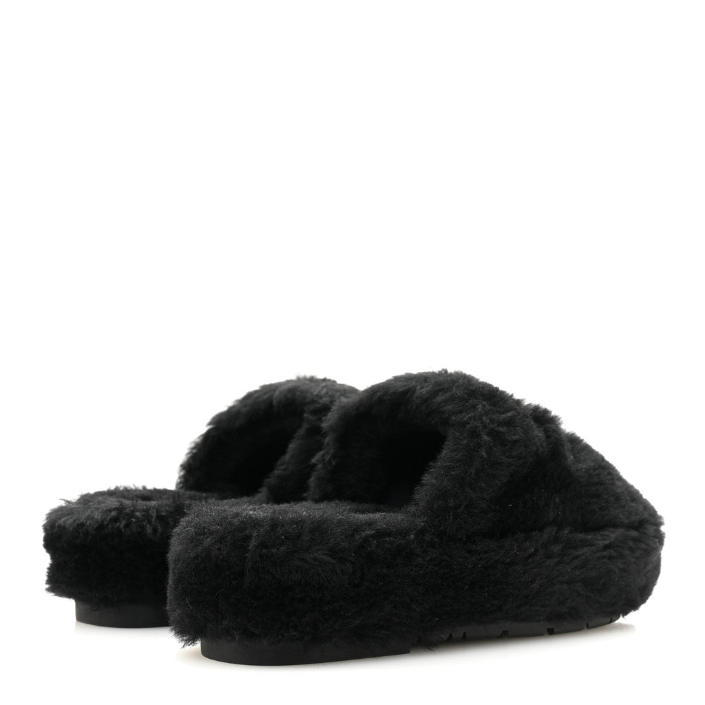 Shearling CC Flat Mules 35 Black