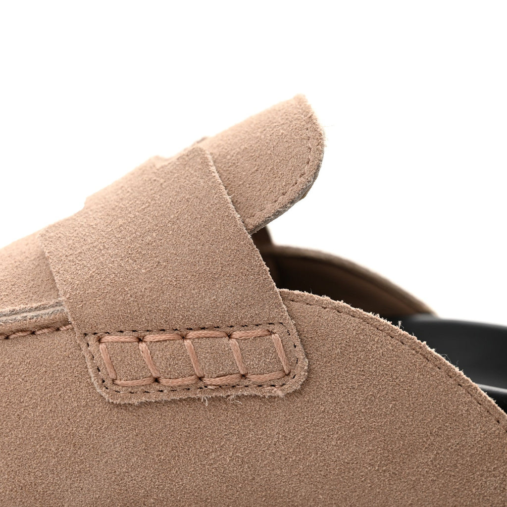 Suede Calfskin Womens Go Mules 37 Beige Nude