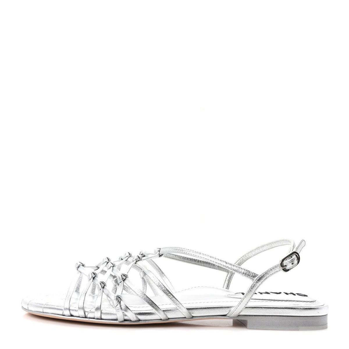 Laminated Lambskin CC Sandals 36.5 Silver