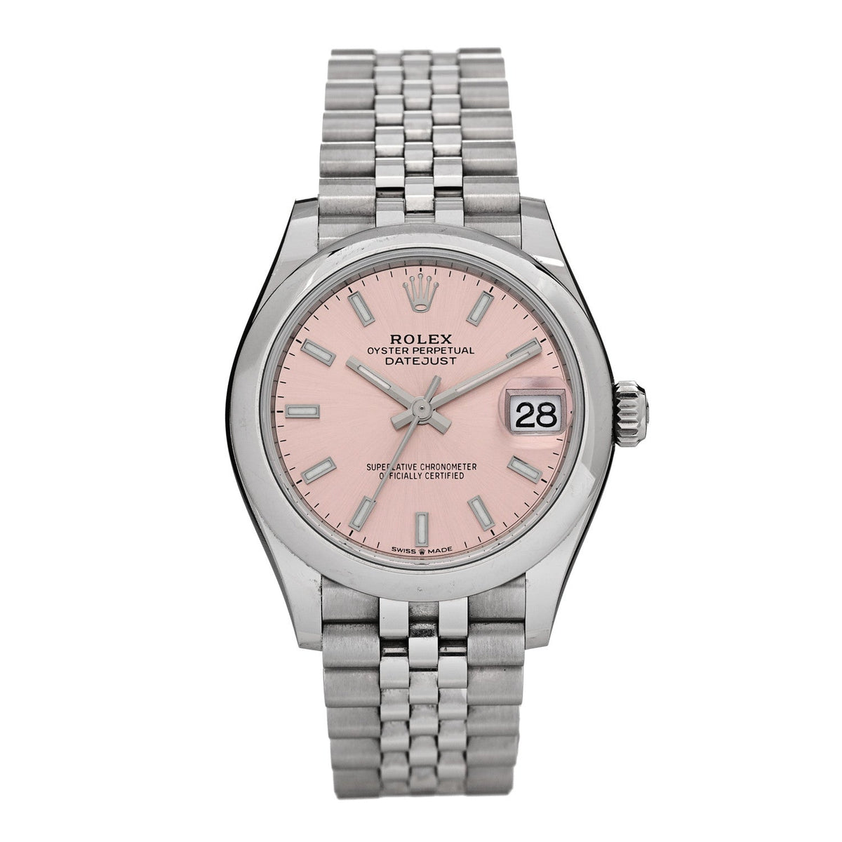 Stainless Steel 31mm Oyster Perpetual Datejust Watch Pink 278240