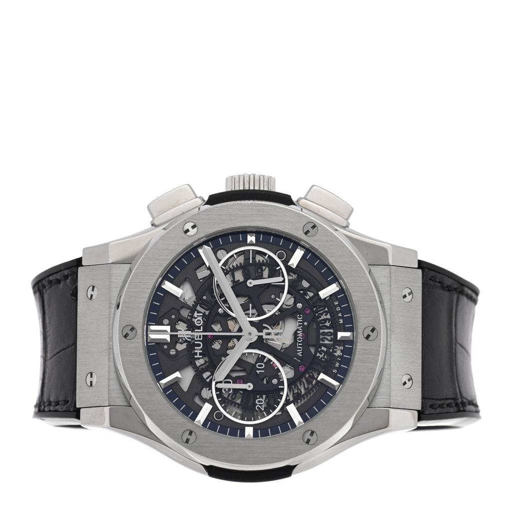 Titanium Alligator 45mm Classic Fusion Aerofusion Chronograph Automatic Watch Black 525.NX.0170.LR