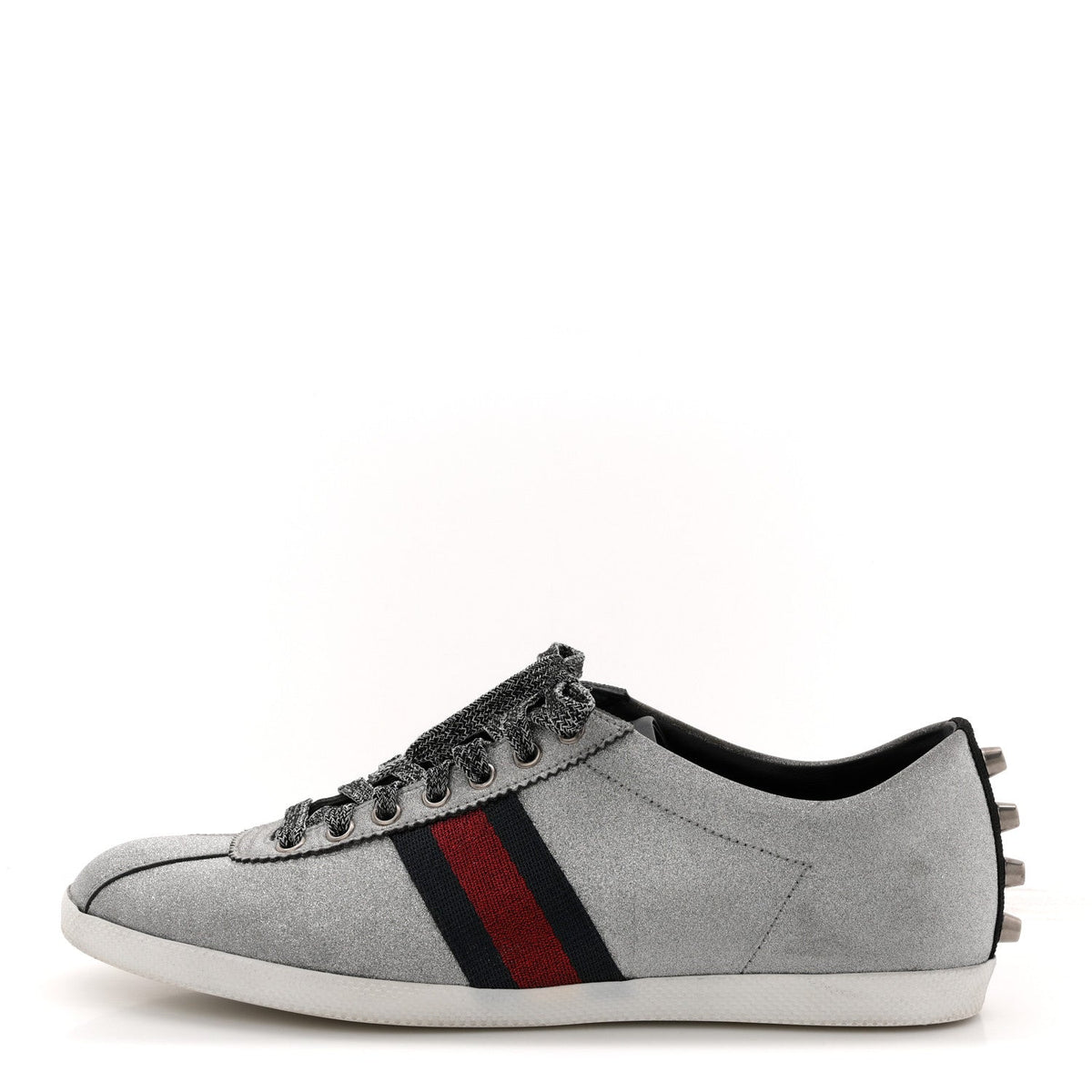Glitter Fabric Studded Web Mens Sneakers 9 Silver