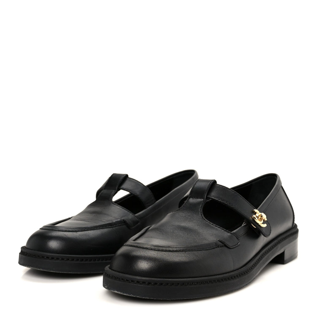 Calfskin CC Turnlock Moccasins 40 Black
