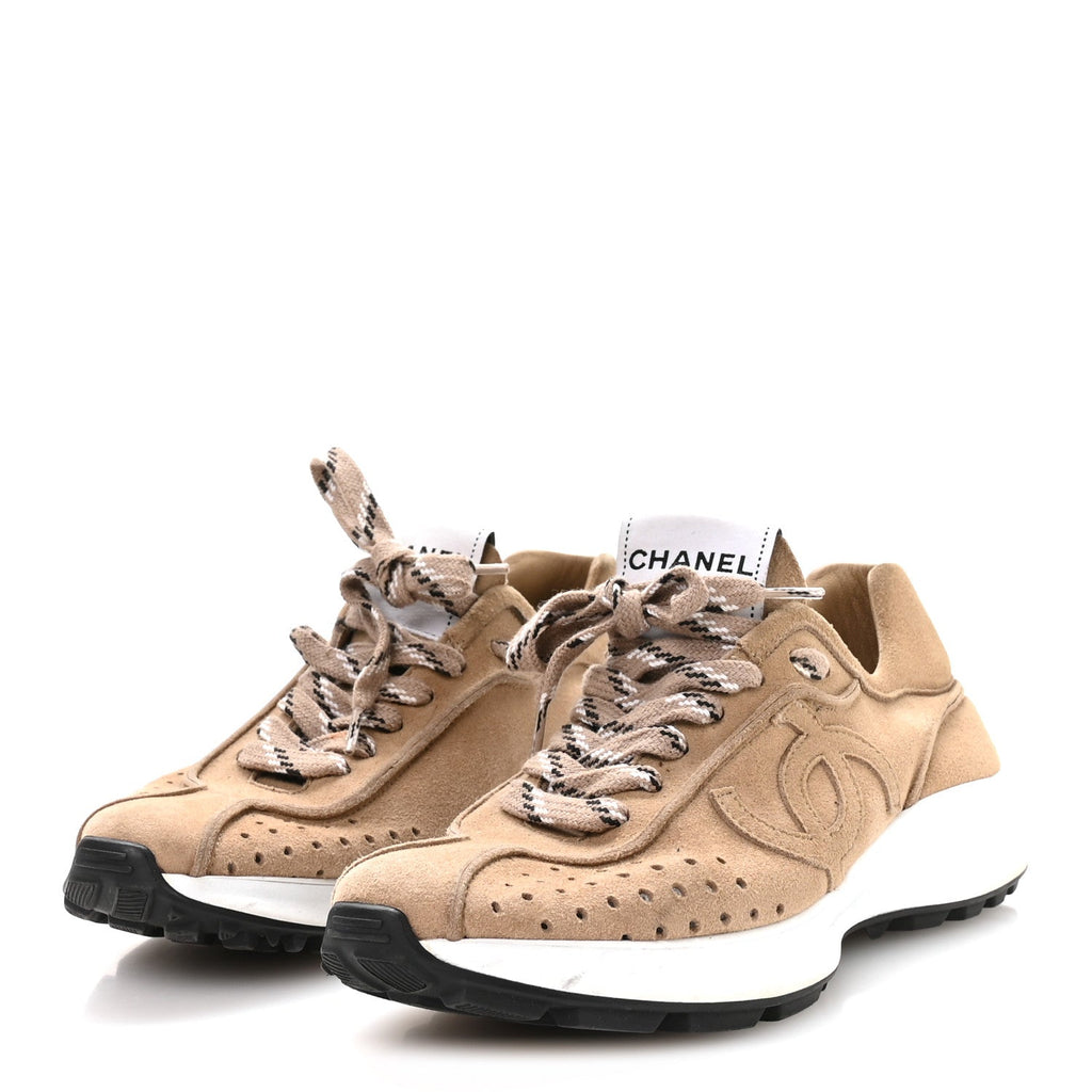 Suede Goatskin CC Sneakers 36 Dark Beige