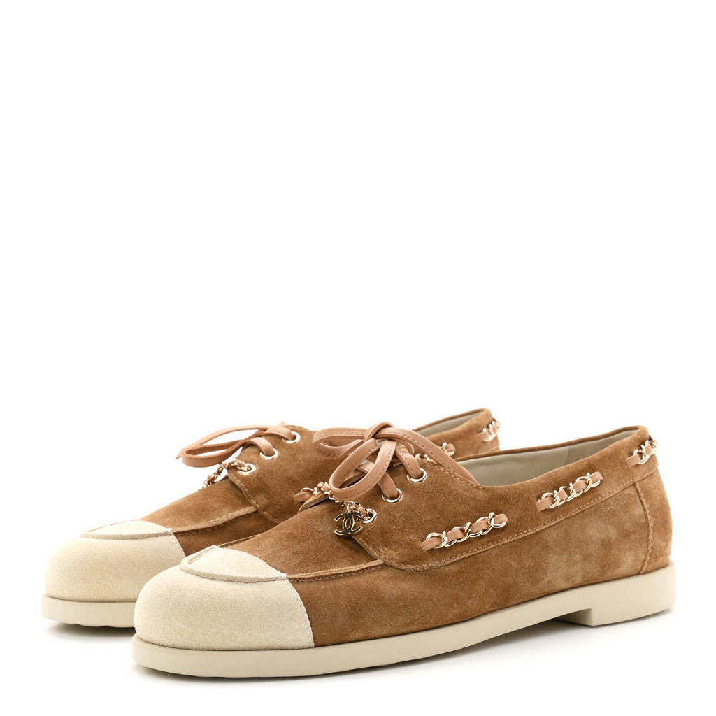 Suede Calfskin CC Chain Loafers 41 Dark Beige