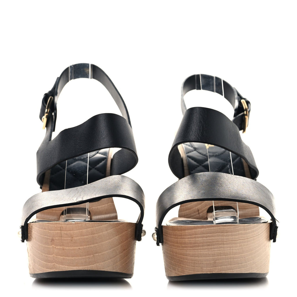 Wood Calfskin CC Hinge Wedge 41 Black