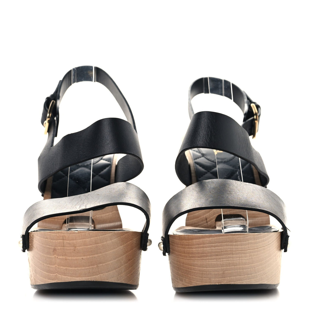 Wood Calfskin CC Hinge Wedge 41 Black