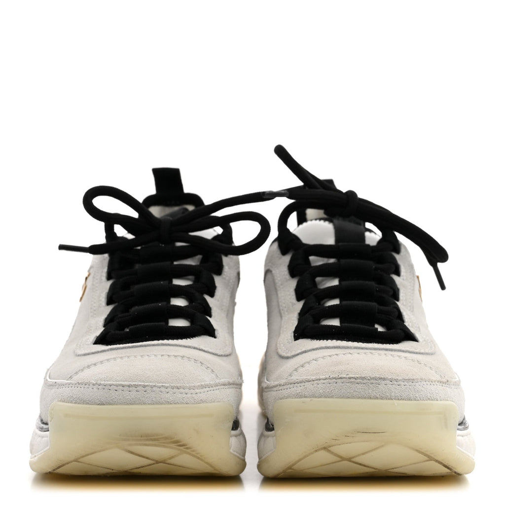 Suede Calfskin Nylon Grosgrain CC Sneakers 37.5 White
