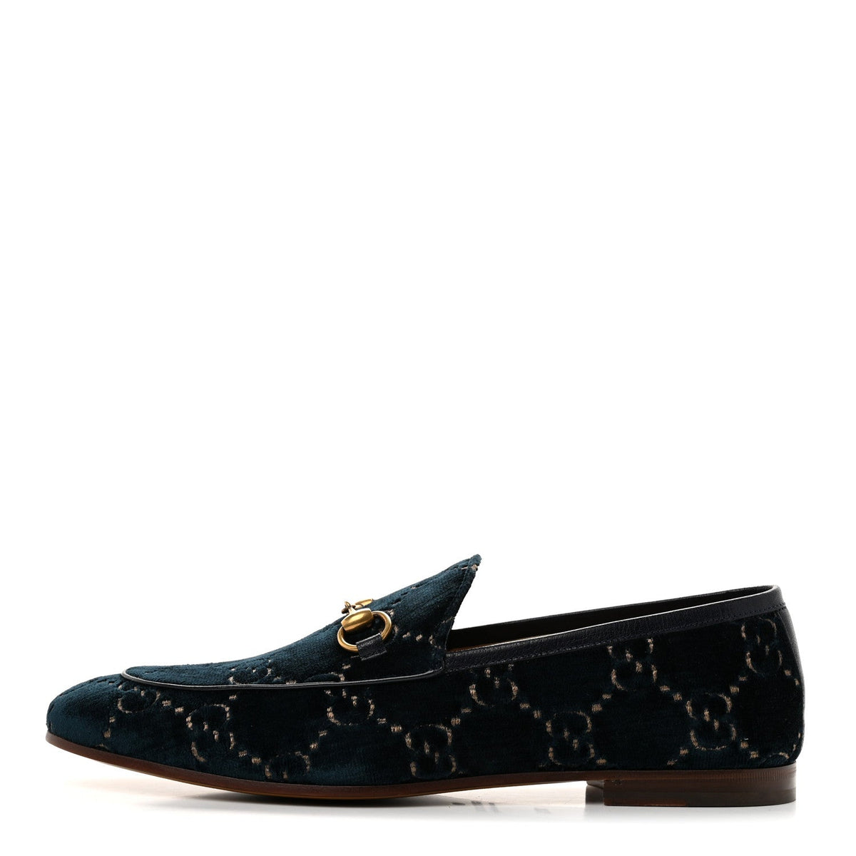 Velvet GG Monogram Horsebit Mens Jordaan Loafers 10.5 Blue Beige
