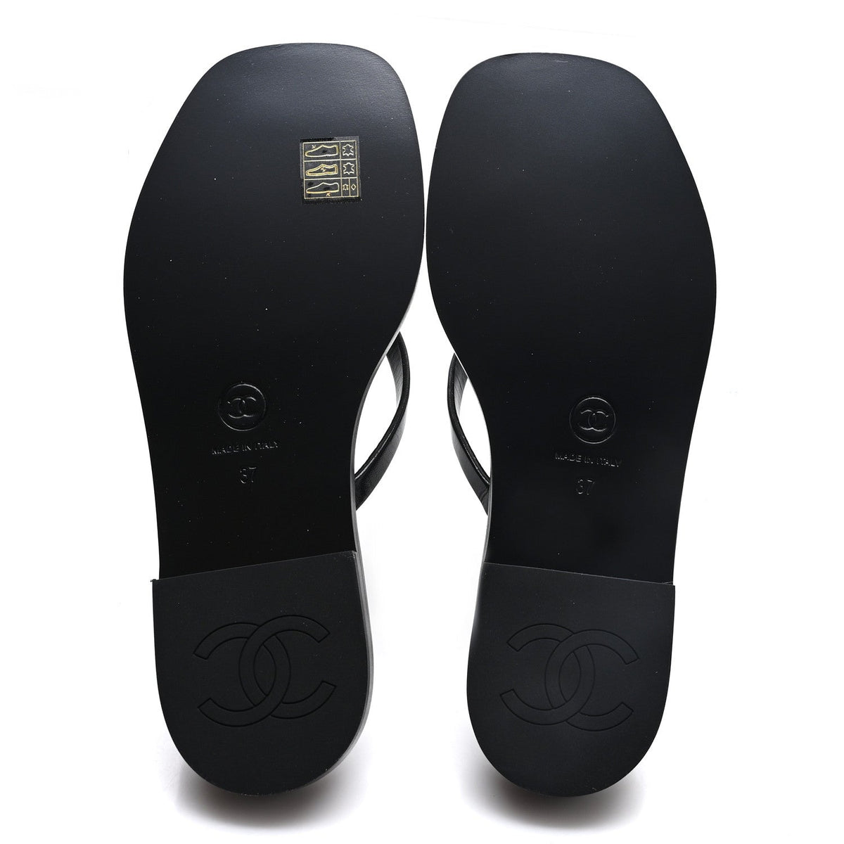 Goatskin CC Times Square Thong Sandals 37 Black