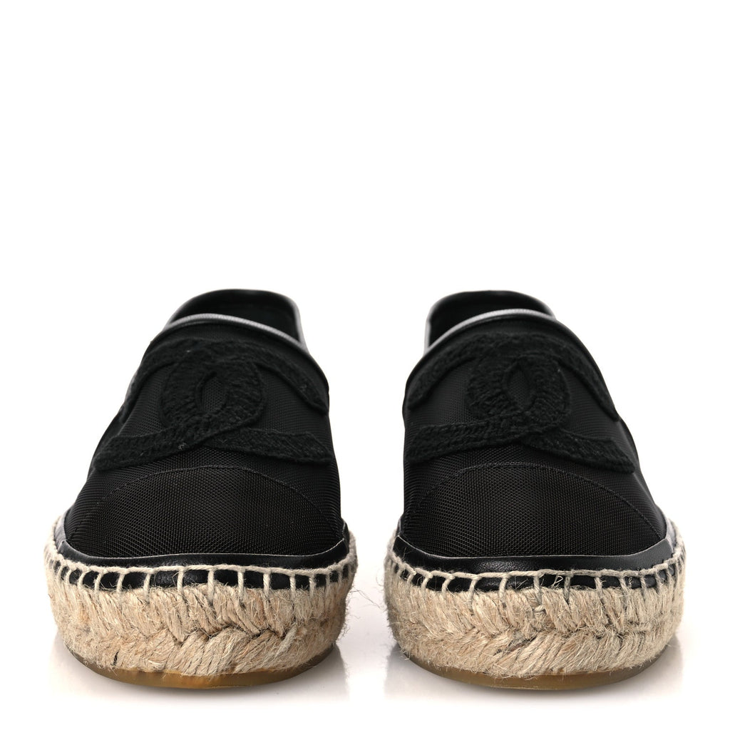 Mesh Grosgrain CC Espadrilles 35 Black