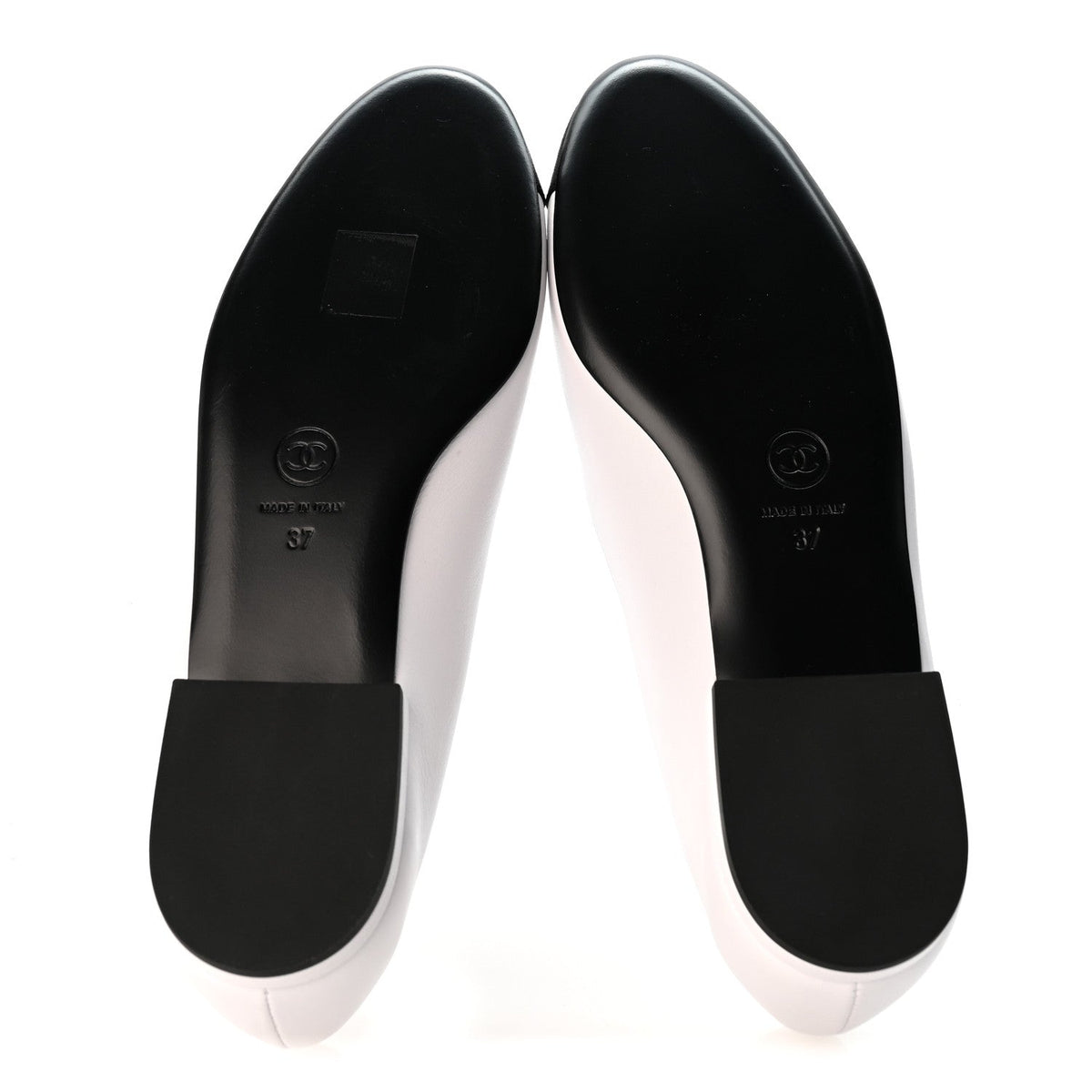 Calfskin Grosgrain Cap Toe CC Moccasin Loafers 37 White Black