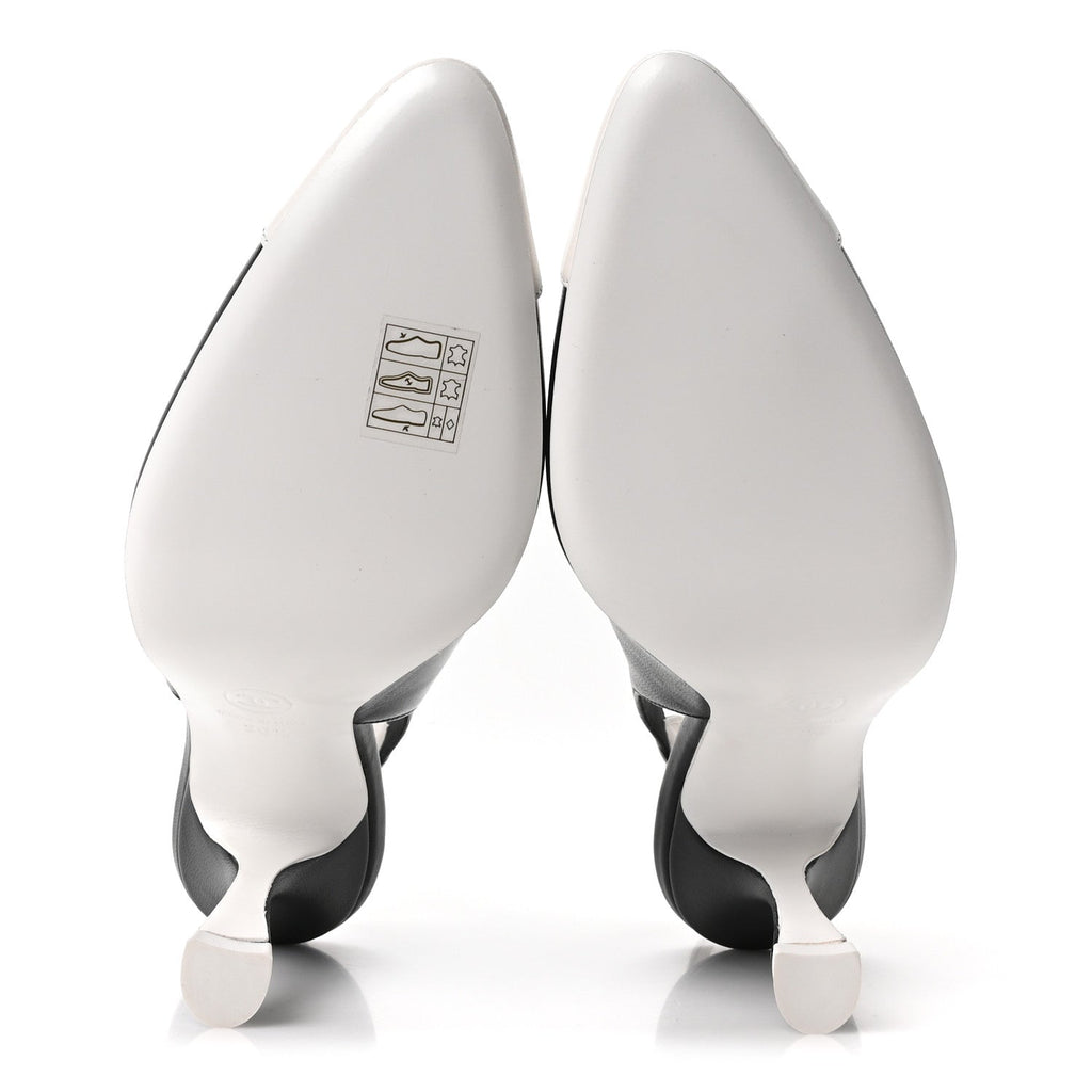 Lambskin Slingback Pumps 36.5 Black White