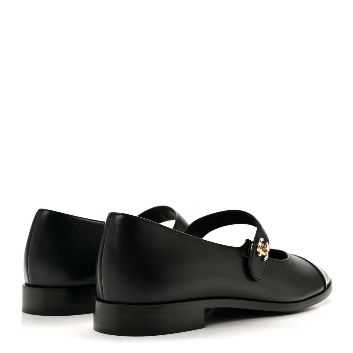 Calfskin Patent Mary Janes Flats 41 Black