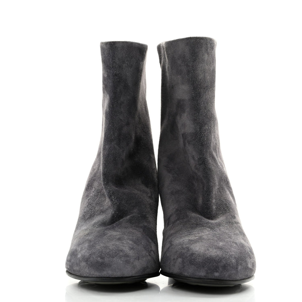 Suede Calfskin CC Short Boots 37.5 Grey