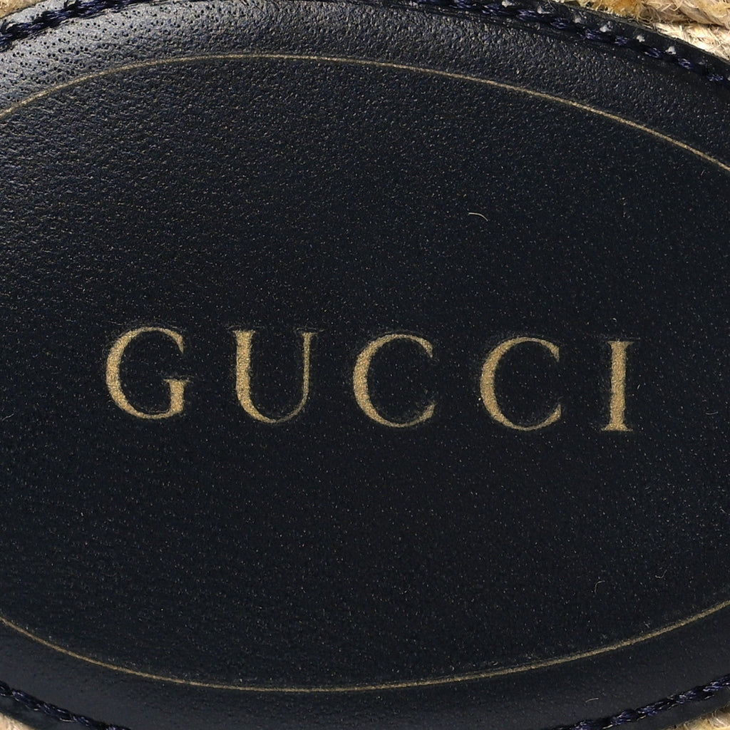 Macrochet Raffia Logo Flat Slide Espadrille Sandals 37.5 Blue Great White