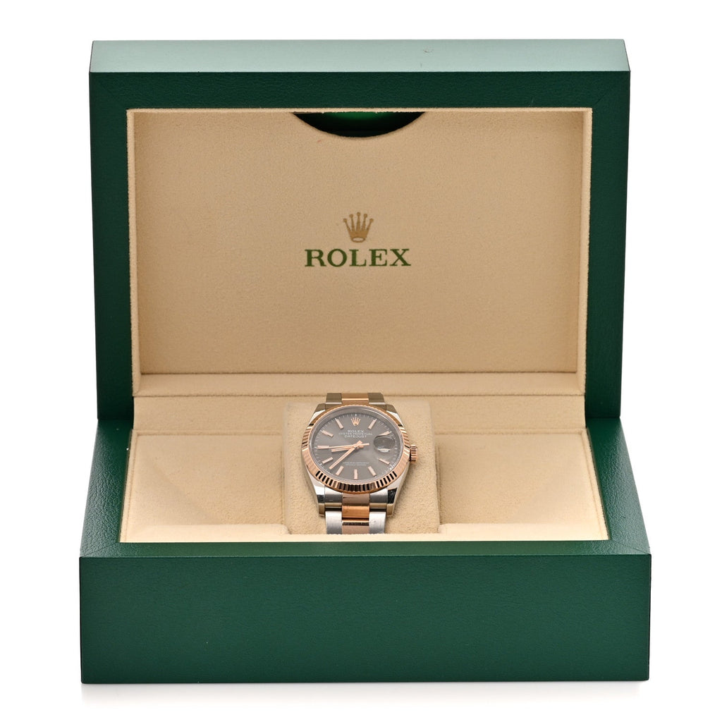 Stainless Steel 18K Everose Gold 36mm Oyster Perpetual Datejust Watch Slate 126231