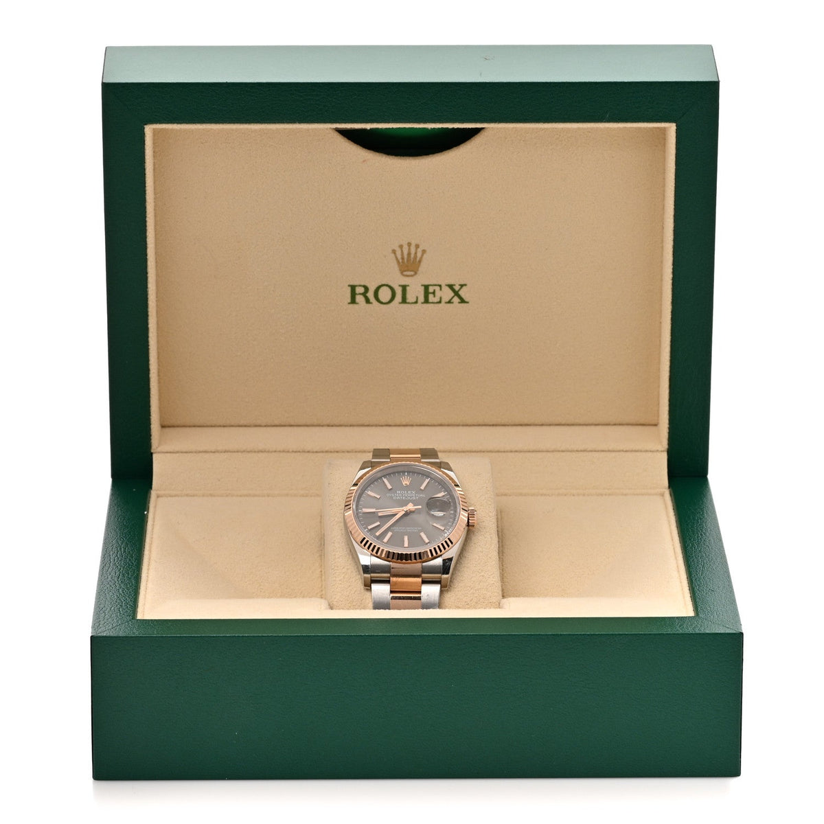 Stainless Steel 18K Everose Gold 36mm Oyster Perpetual Datejust Watch Slate 126231