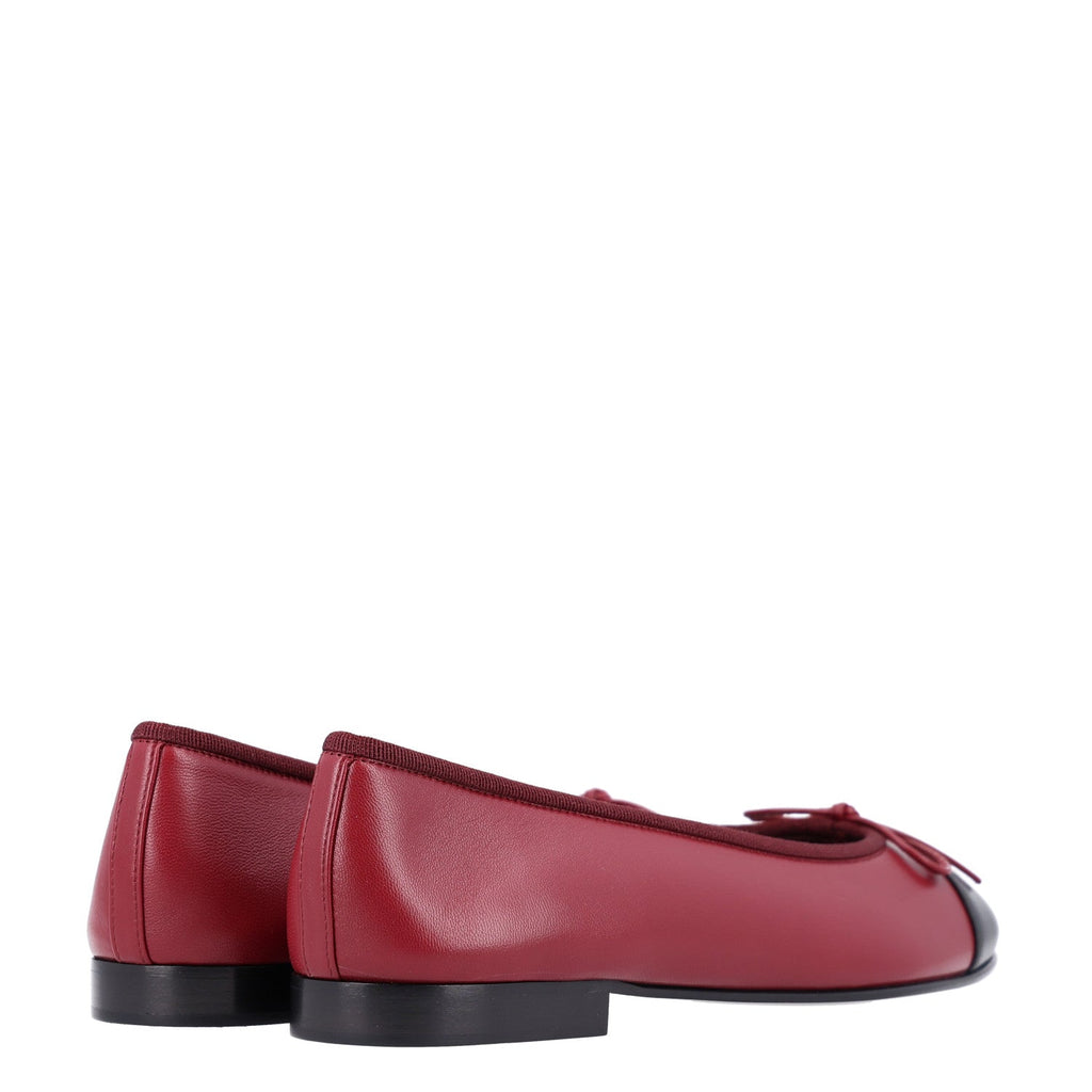 Lambskin Cap Toe CC Ballerina Flats 36.5 Burgundy Black