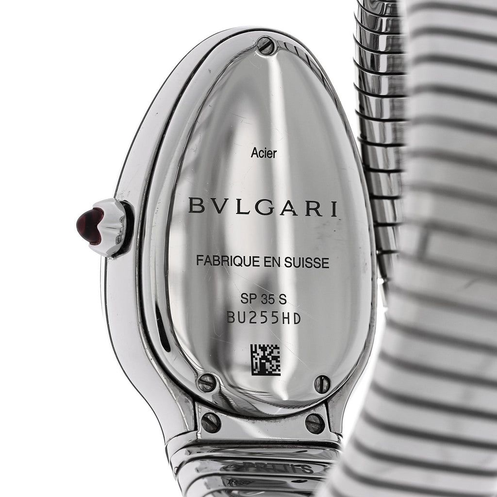 Stainless Steel 35mm Serpenti Tubogas Quartz Watch Black