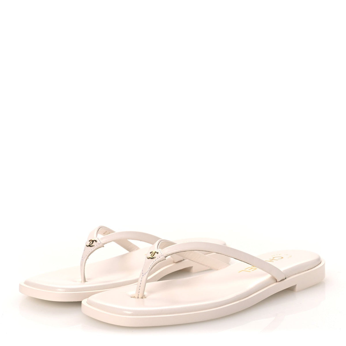 Goatskin CC Times Square Thong Sandals 35.5 White