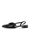 Crocodile Embossed Patent Calfskin Cap Toe CC Slingbacks 39 Black