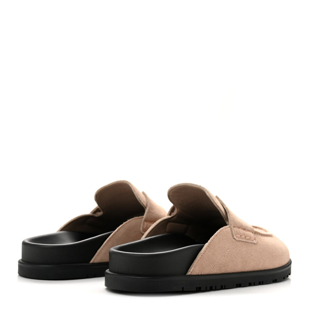 Suede Calfskin Womens Go Mules 37 Beige Nude