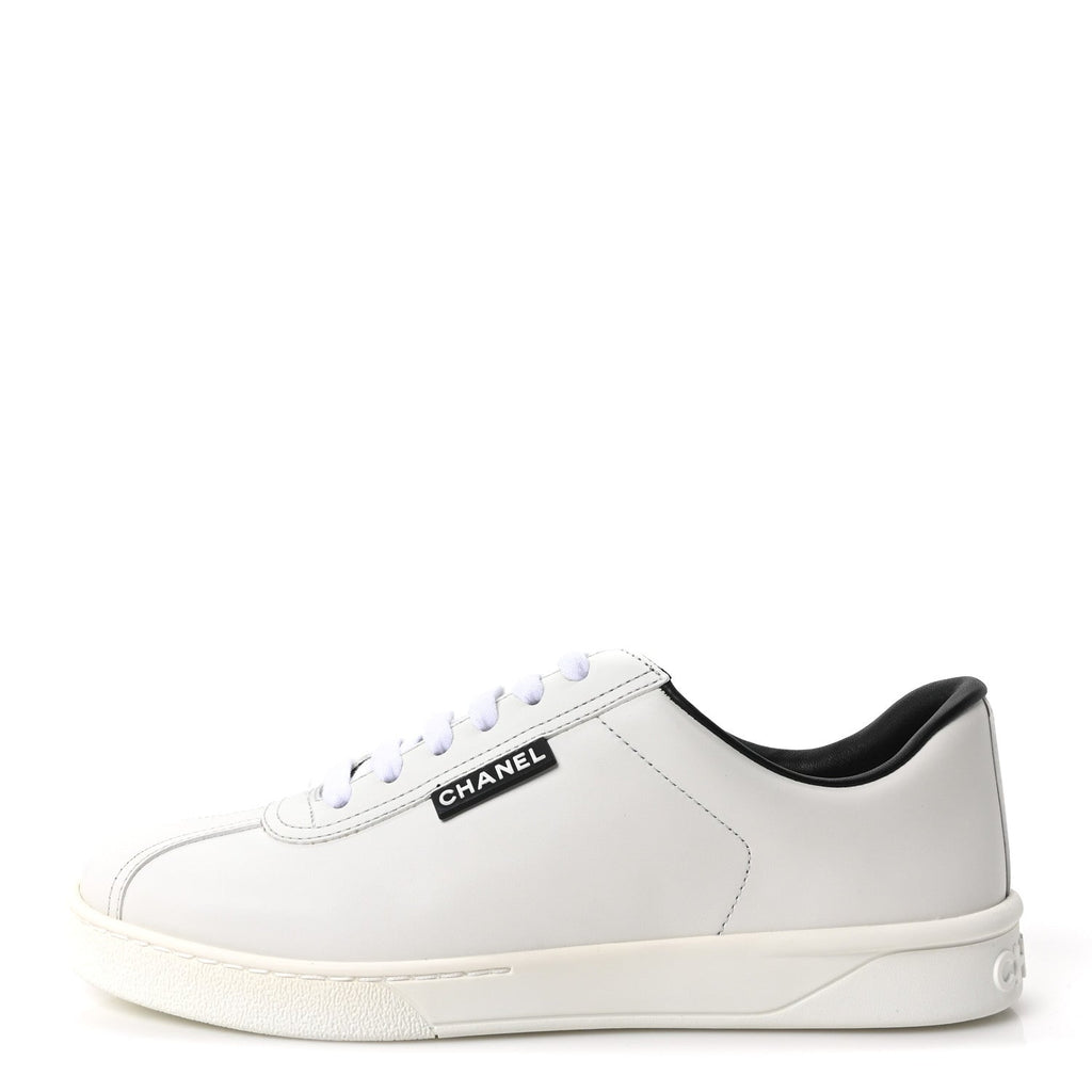 Calfskin CC Womens Sneakers 37.5 White