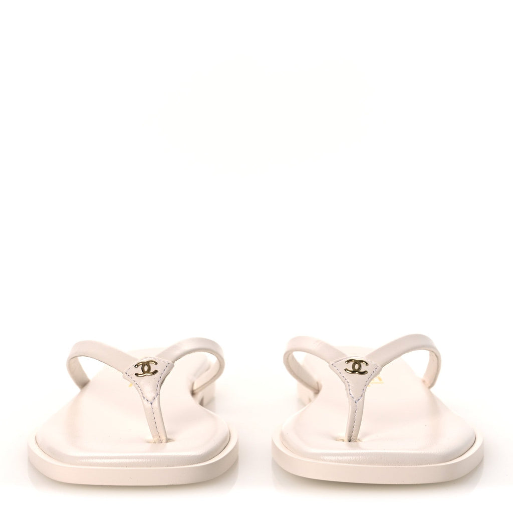 Goatskin CC Times Square Thong Sandals 35 White