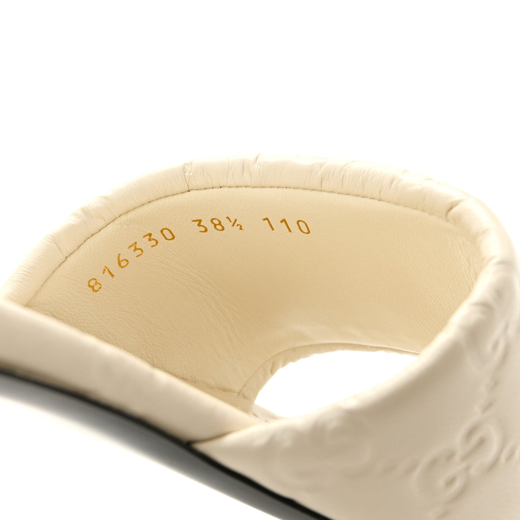 Nappa Double GG Flat Slide Sandals 38.5 New Ivoire