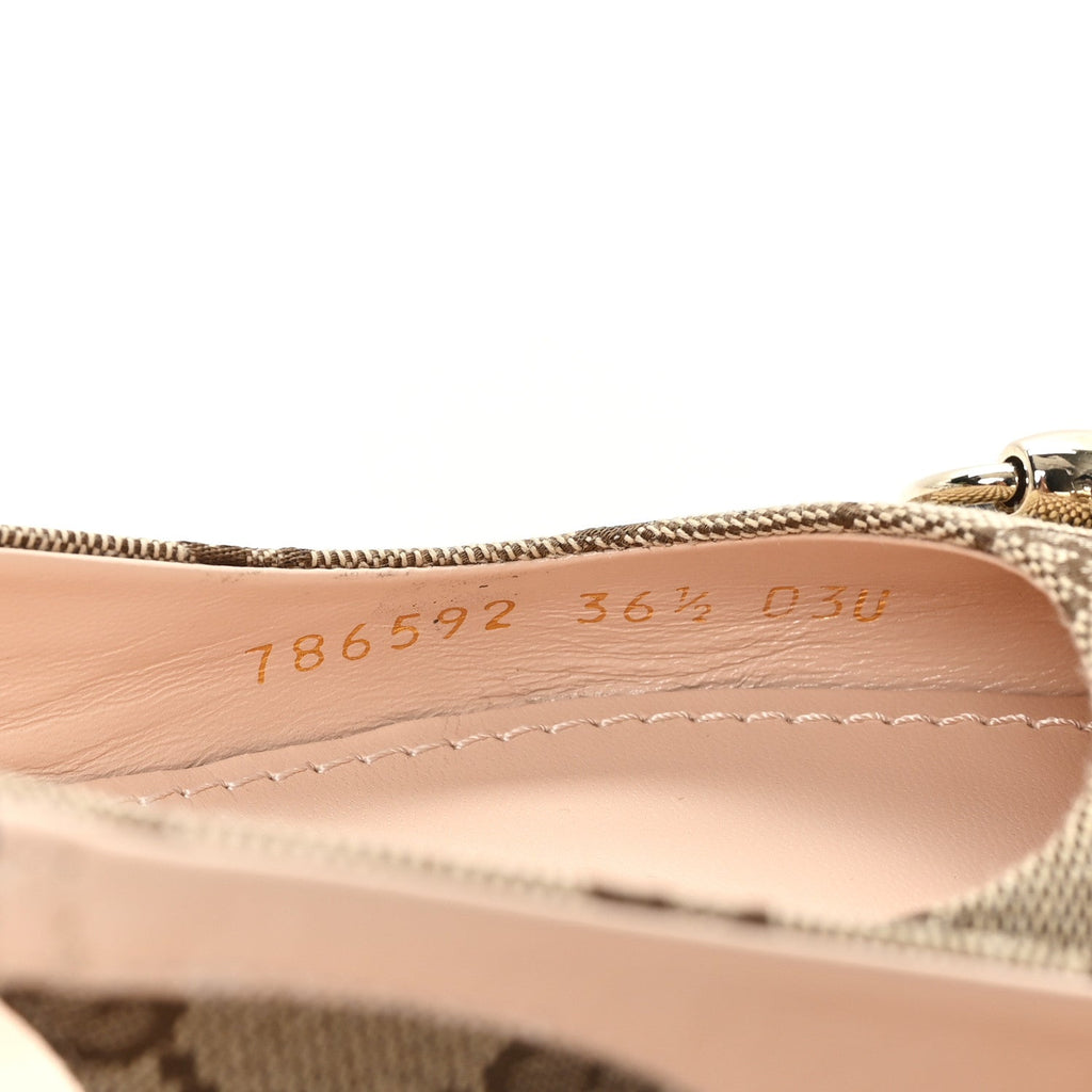 Monogram Horsebit Womens Slingback Ballet Flat 36.5 Beige Ebony Cocoa