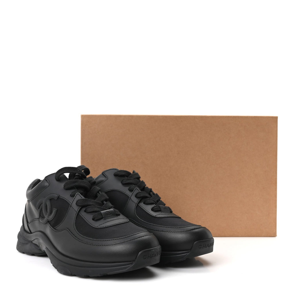 Lambskin Fabric CC Uniform Sneakers 41 Black