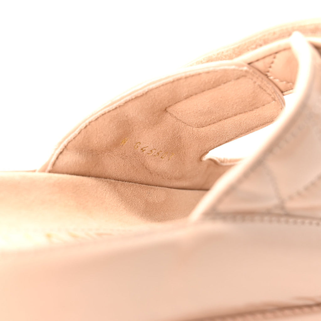 Shiny Calfskin Quilted Velcro Dad Crystal CC Slide Sandals 38 Beige