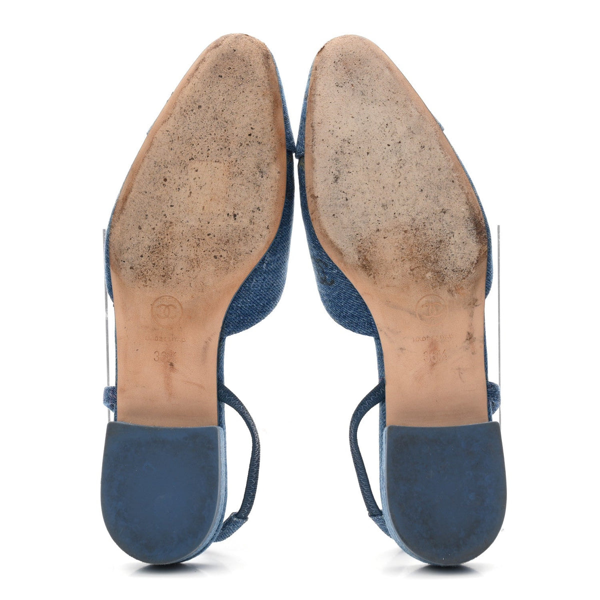 Denim Printed Denim Mood Cap Toe CC Slingback Flats 36.5 Light Blue Multicolor