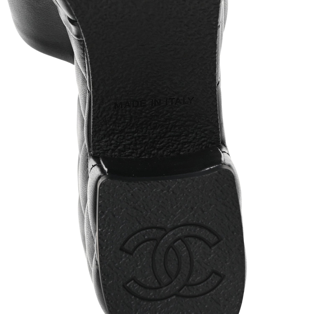 Lambskin Quilted CC Platform Mules 38.5 Black