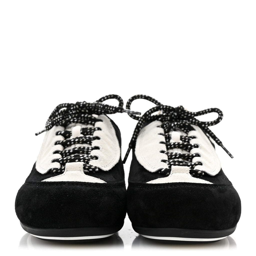 Velvet Calfskin Mixed Fibers Low Top CC Sneakers 37 Black